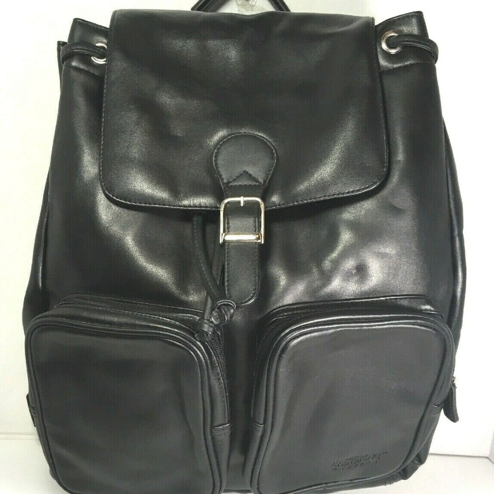 EASTPORT New York Large Black Vinyl Backpack